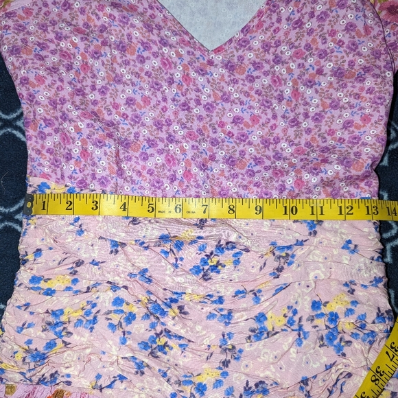 Pink Ripple Floral Ruffled Dress M - Picture 7 of 10